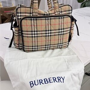 Burberry Beige and Black Check Baby Bag